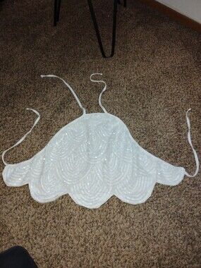 White Art Deco Sequin Halter Top size small